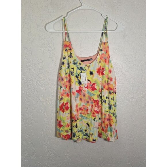NWT Maurices Pink Strappy Tank Top Super Soft Sleeveless Loose Medium Floral - Picture 1 of 5